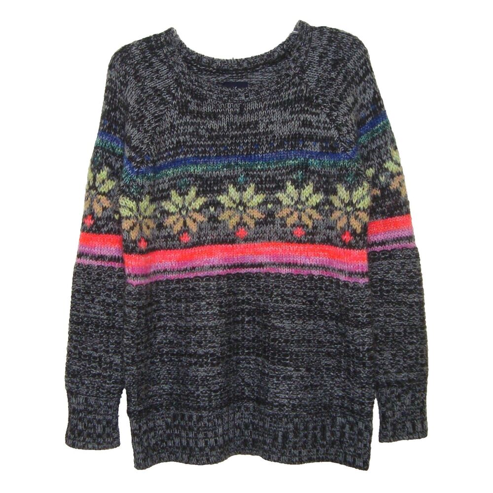 American Eagle Jegging Sweater Women's Med Knit Fair Isle Wool Mohair Pullover